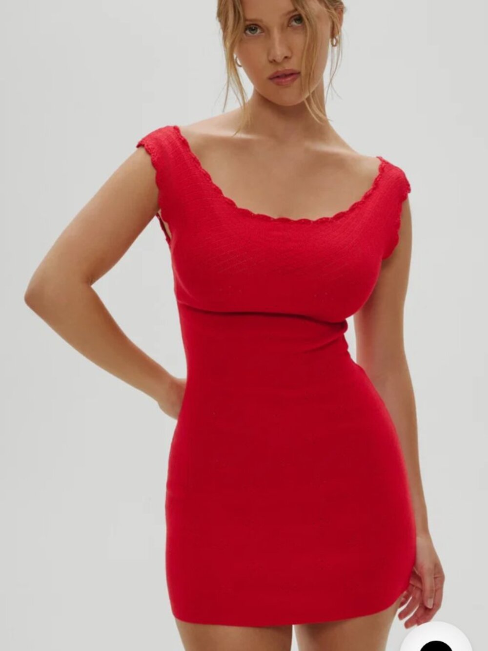Frankie's Bikinis Leila Pointelle Mini Dress in Red Rose